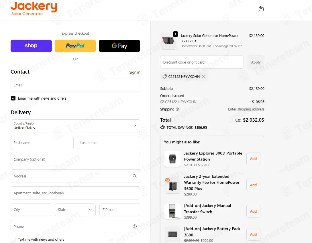 Jackery coupon code: 5% off with C251221-FYVKQHN. Tested and valid as 1 month ago.