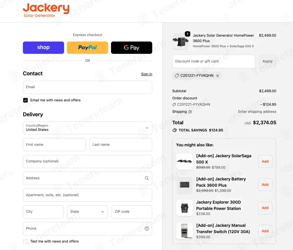 Jackery coupon code: 5% off with C251221-FYVKQHN. Tested and valid as 1 month ago.