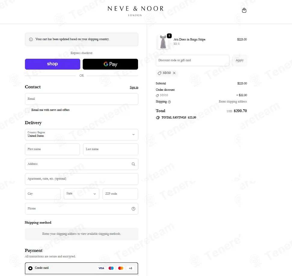 Neve And Noor coupon code: 10% off with NN10. Tested and valid as 9 months ago.