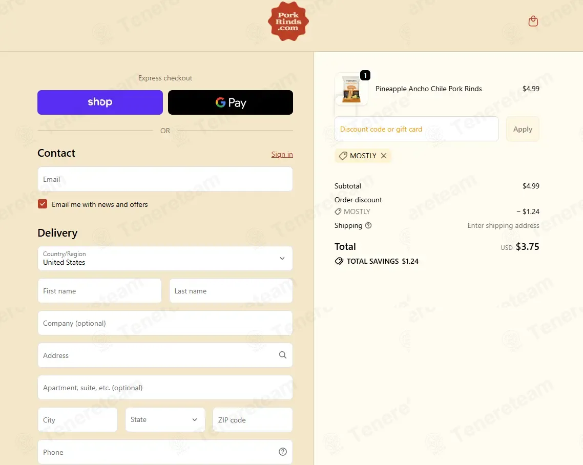Pork Rinds coupon code: 25% off with MOSTLY. Tested and valid as 1 month ago.