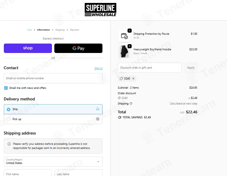 Superline Wholesale coupon code: 10% off with 3240. Tested and valid as 2 months ago.