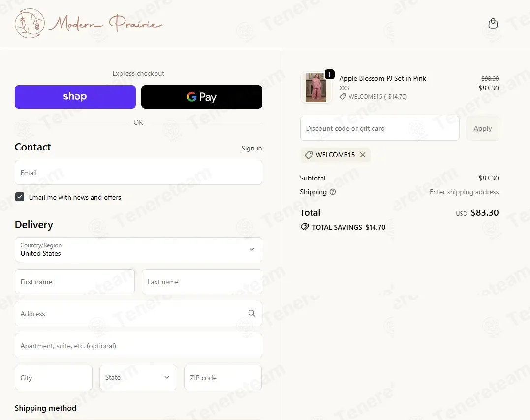 Modern Prairie coupon code: 15% off with WELCOME15. Tested and valid as 5 days ago.