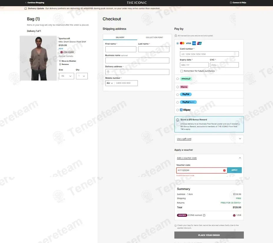 The Iconic coupon code: 20% off with FITTI20OFF. Tested and valid as 8 months ago.