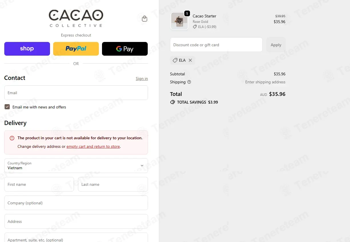 Cacao Collective coupon code: 10% off with ELA. Tested and valid as 2 months ago.