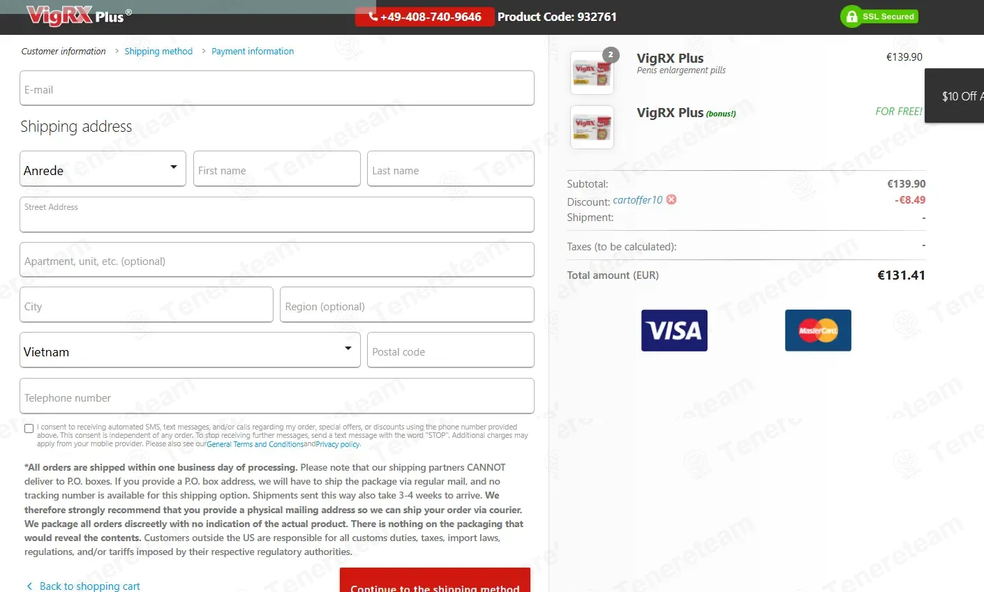 VigRX Plus DE coupon code: $10 off with CARTOFFER10. Tested and valid as 1 week ago.