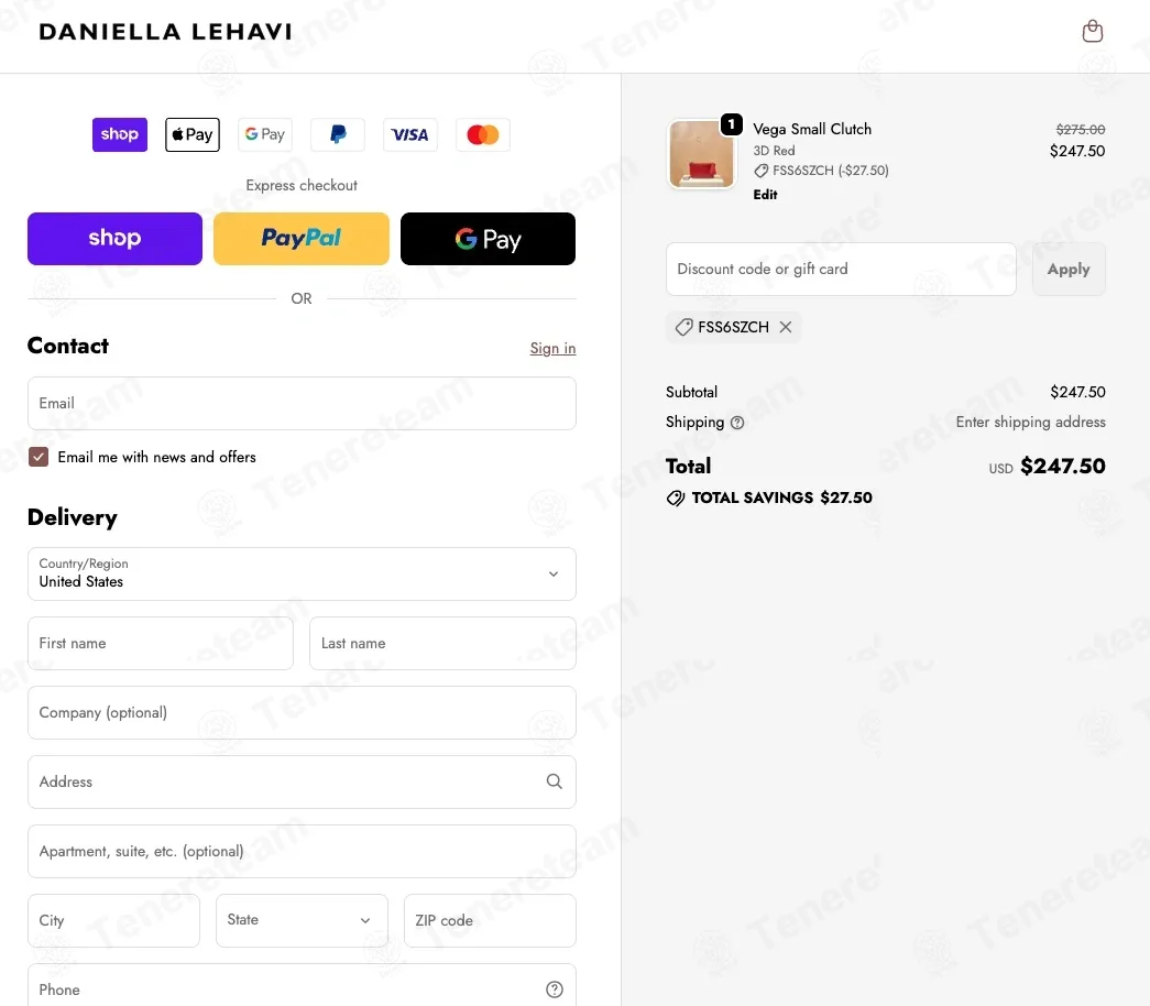 Daniella Lehavi coupon code: 10% off with FSS6SZCH. Tested and valid as 3 days ago.