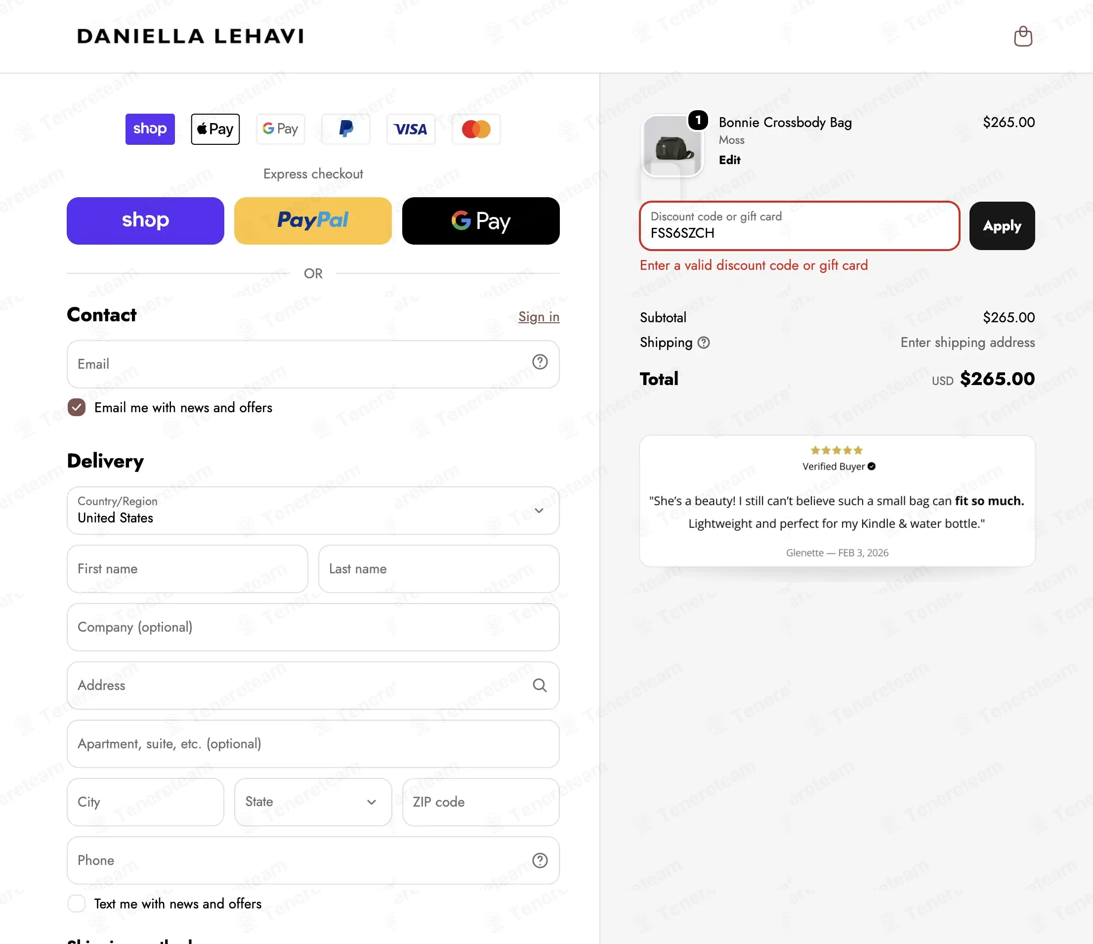 Daniella Lehavi coupon code: 10% off with FSS6SZCH. Tested and valid as 3 days ago.