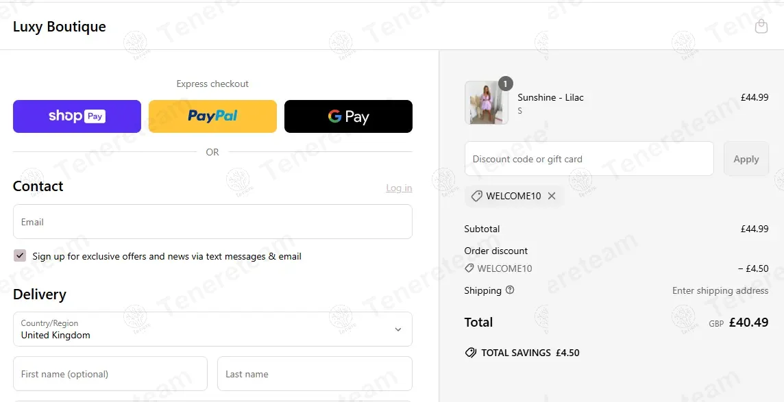 Luxy Boutique coupon code: 10% off with WELCOME10. Tested and valid as 1 year ago.