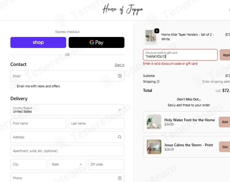 House of Joppa coupon code: 10% off with THANKYOU10. Tested and valid as 1 month ago.