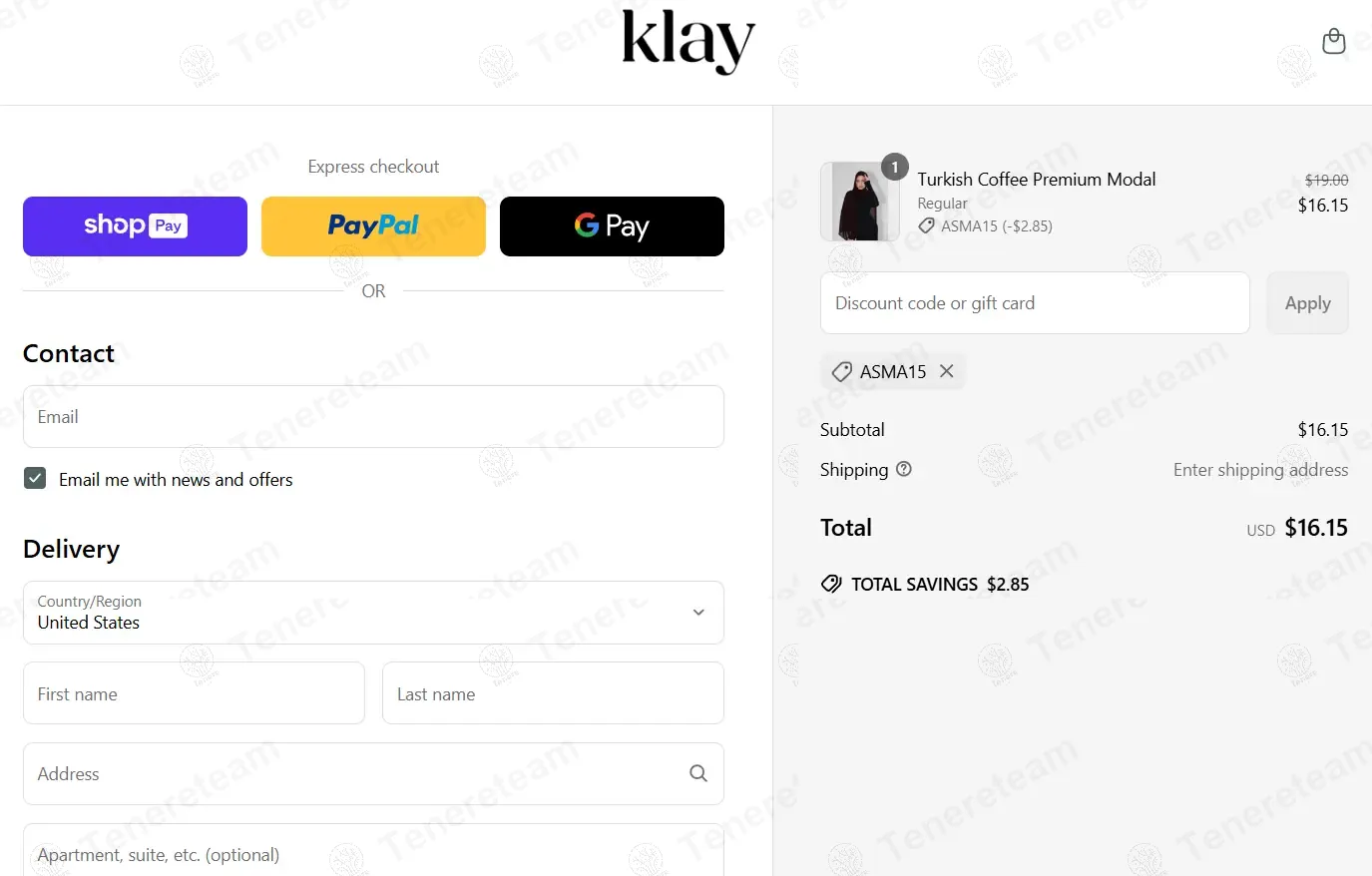Klay The Label coupon code: 15% off with ASMA15. Tested and valid as 1 year ago.