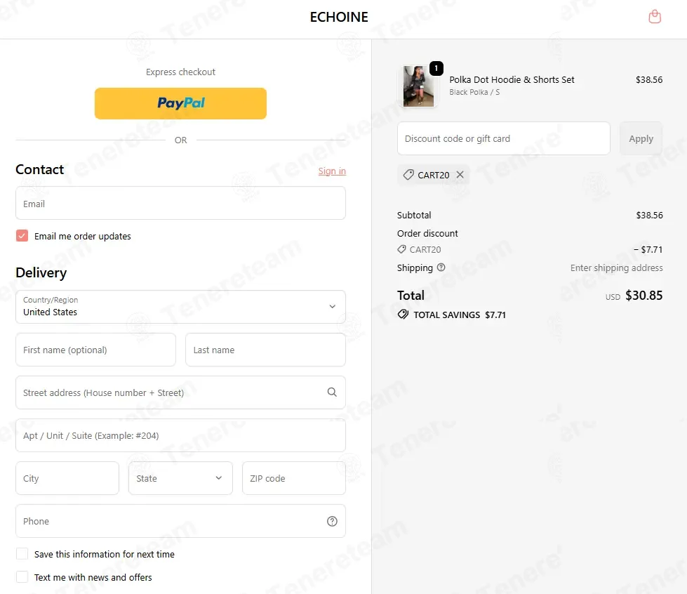 Echoine apply coupon code