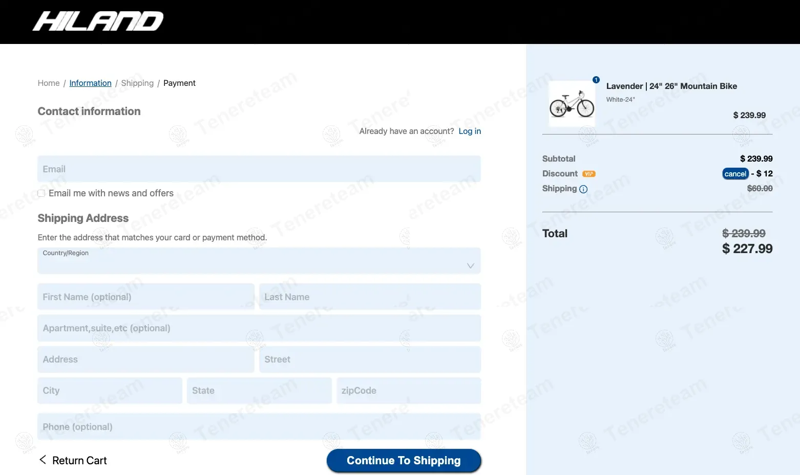 Hiland Bikes coupon code: 5% off with HILAND. Tested and valid as 10 months ago.