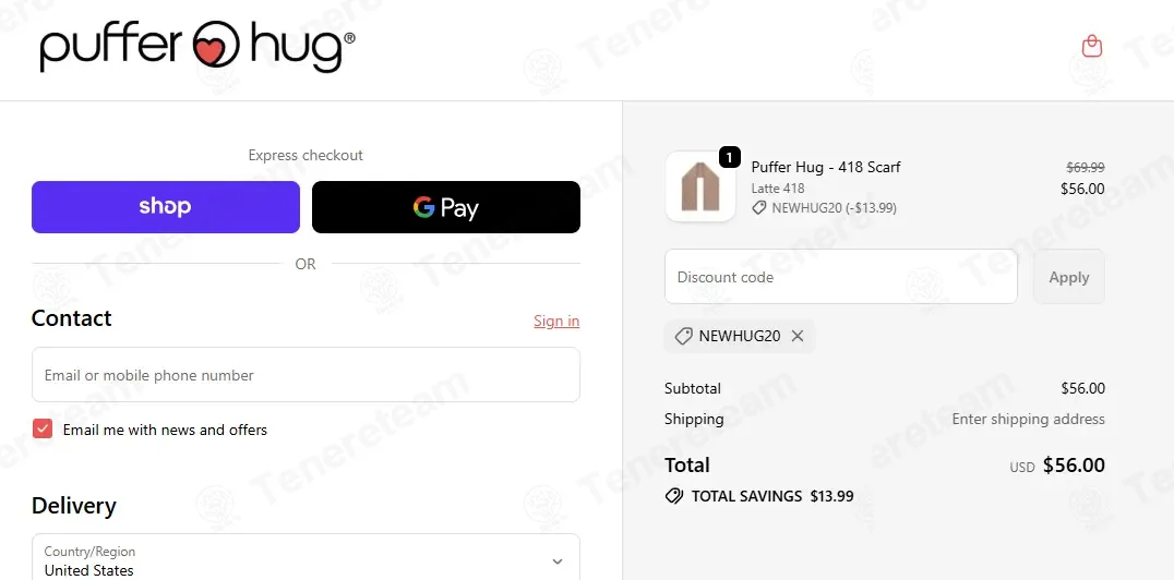Puffer Hug coupon code: 20% off with NEWHUG20. Tested and valid as 9 months ago.
