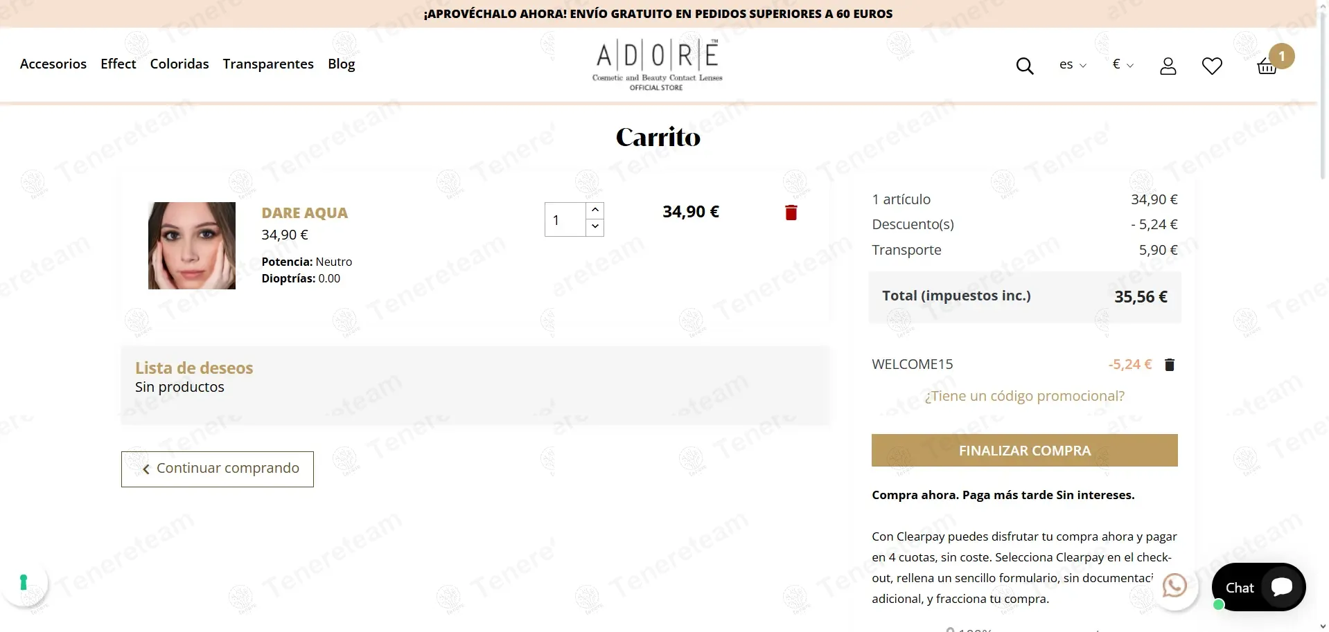 Adore Lenses IT coupon code: 15% off with welcome15. Tested and valid as 3 months ago.