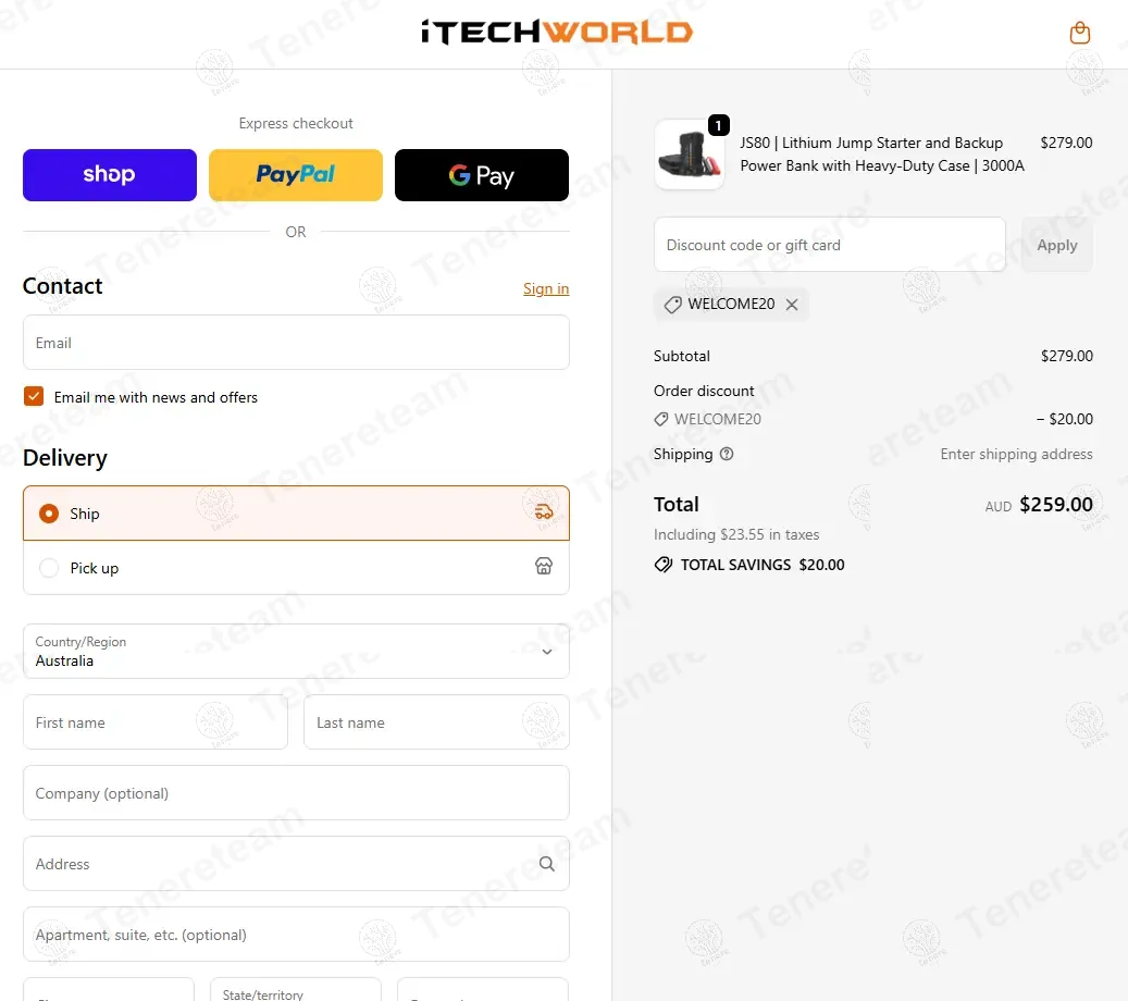 iTechworld coupon code: $20 off with WELCOME20. Tested and valid as 9 months ago.