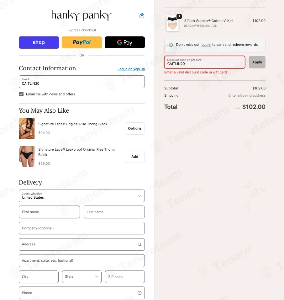 Hanky Panky coupon code: 20% off with CAITLIN20. Tested and valid as 3 months ago.