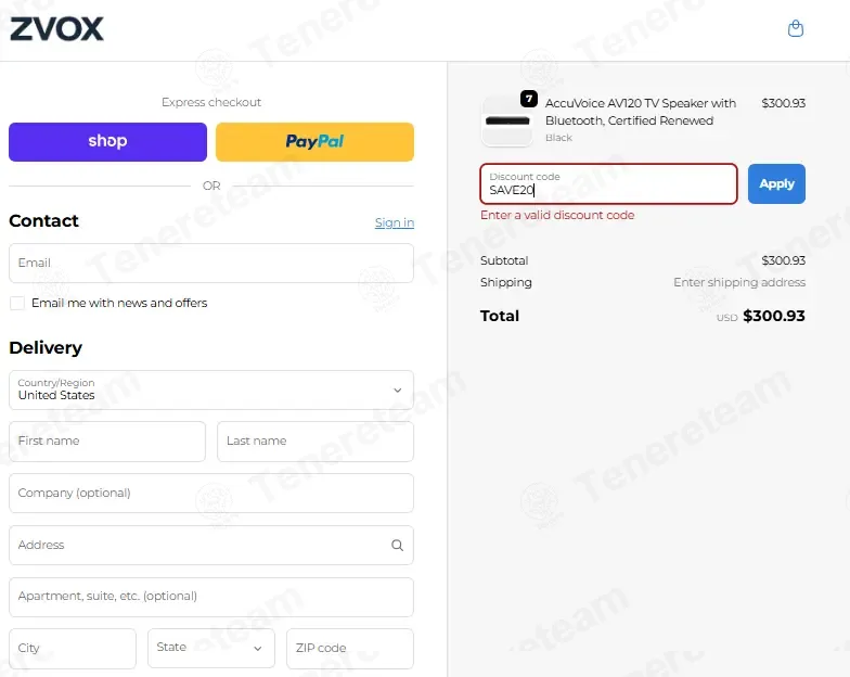 Zvox coupon code: $20 off with SAVE20. Tested and valid as 2 months ago.