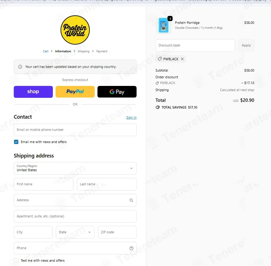 Protein World coupon code: 40% off with PWBLACK. Tested and valid as 6 months ago.