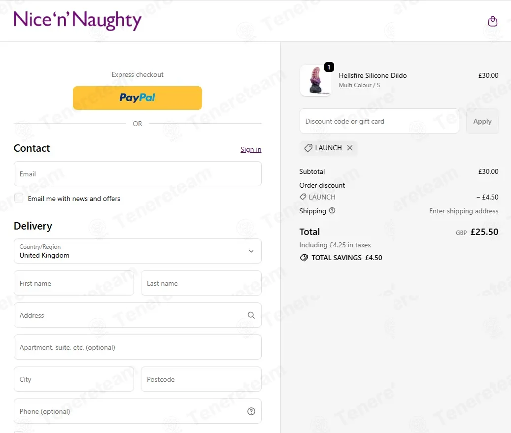 Nice 'n' Naughty coupon code: 15% off with LAUNCH. Tested and valid as 4 months ago.