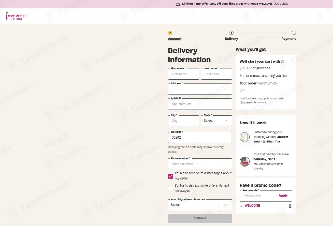 Imperfect Foods coupon code: 25% off with WELCOME. Tested and valid as 3 months ago.