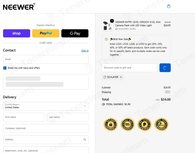 Neewer coupon code: 21% off with SCHLAYER. Tested and valid as 3 months ago.