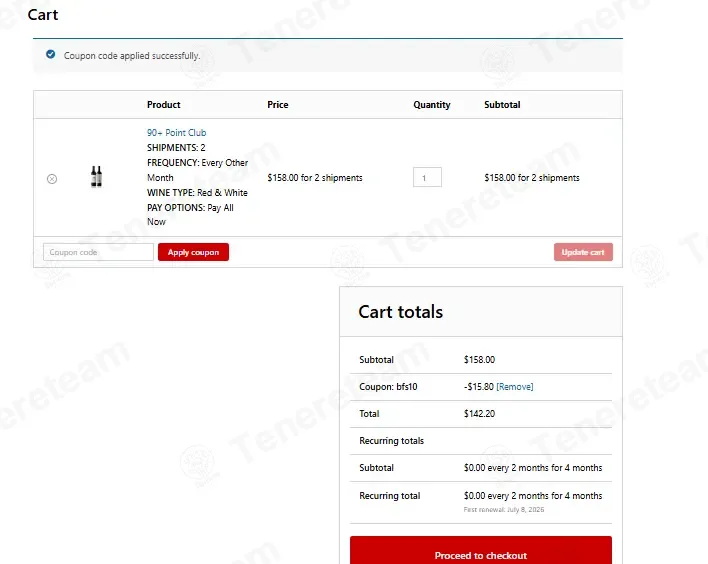 Cellars Wine Club coupon code: 10% off with BFS10. Tested and valid as 3 weeks ago.