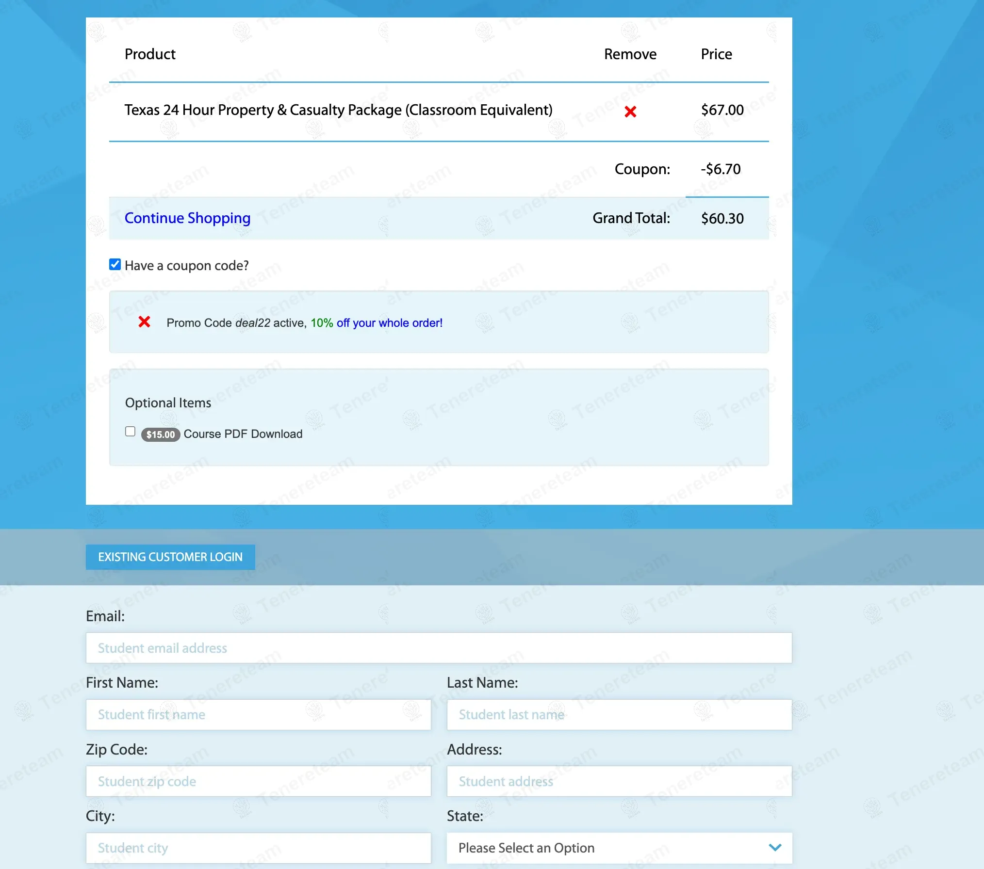 Einsurance Training coupon code: 10% off with deal22. Tested and valid as 7 months ago.