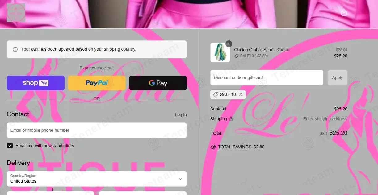 Le' Diva Boutique coupon code: 10% off with SALE10. Tested and valid as 1 year ago.