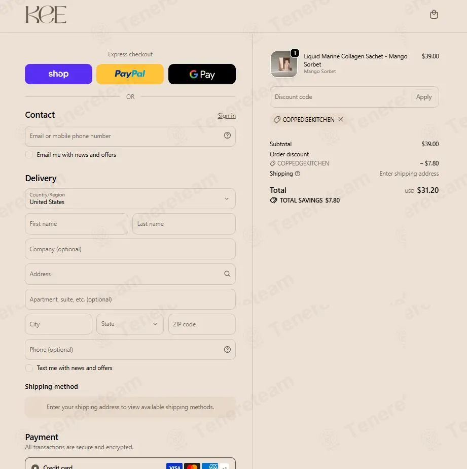 KEE Organics coupon code verified as working at checkout