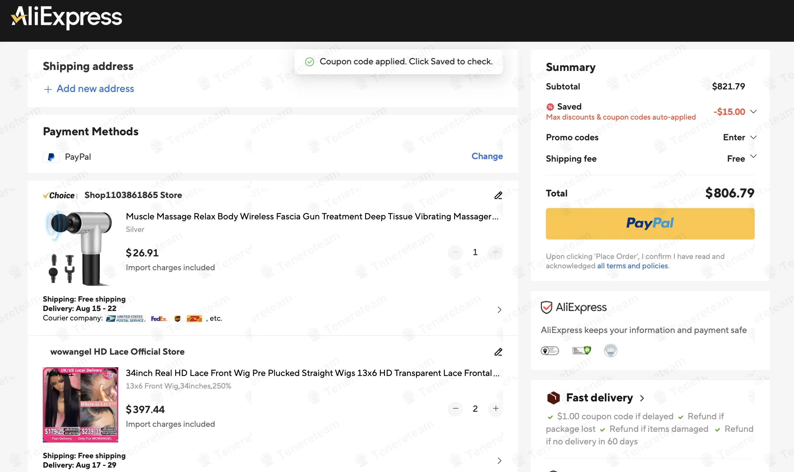 Aliexpress VI coupon code: $15 off with ctus15. Tested and valid as 10 months ago.