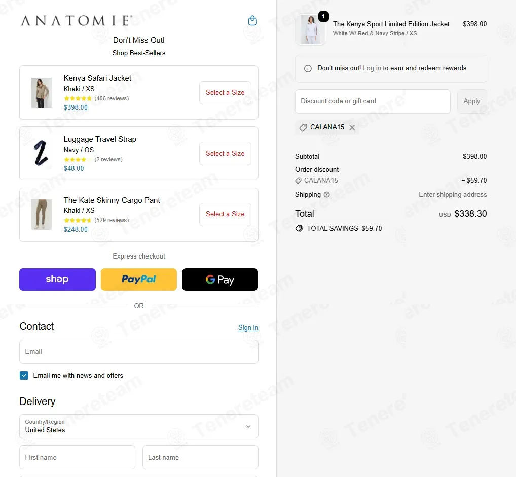 Anatomie coupon code: 15% off with CALANA15. Tested and valid as 1 week ago.