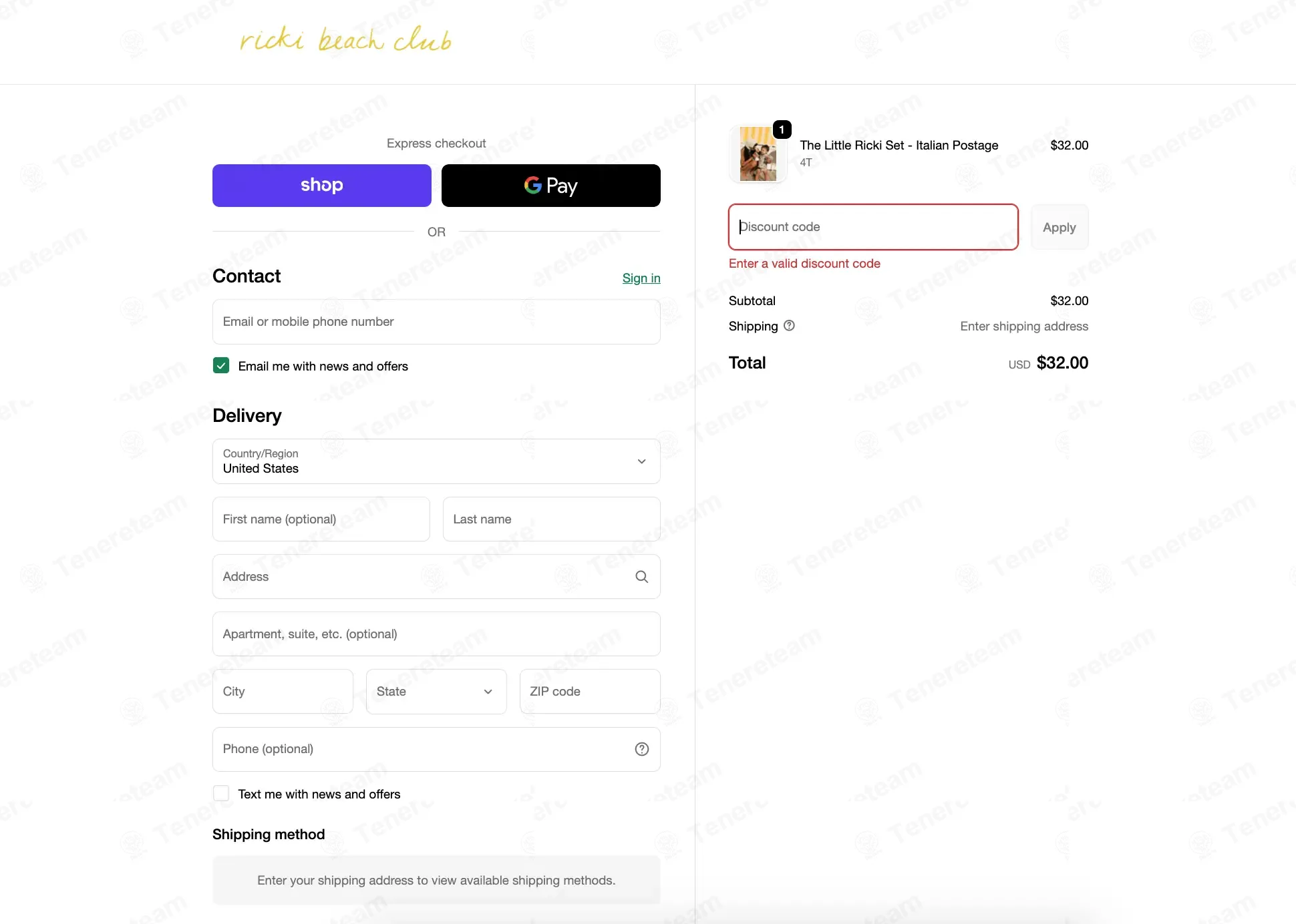 Ricki Beach Club coupon code: 20% off with shopping20. Tested and valid as 2 months ago.