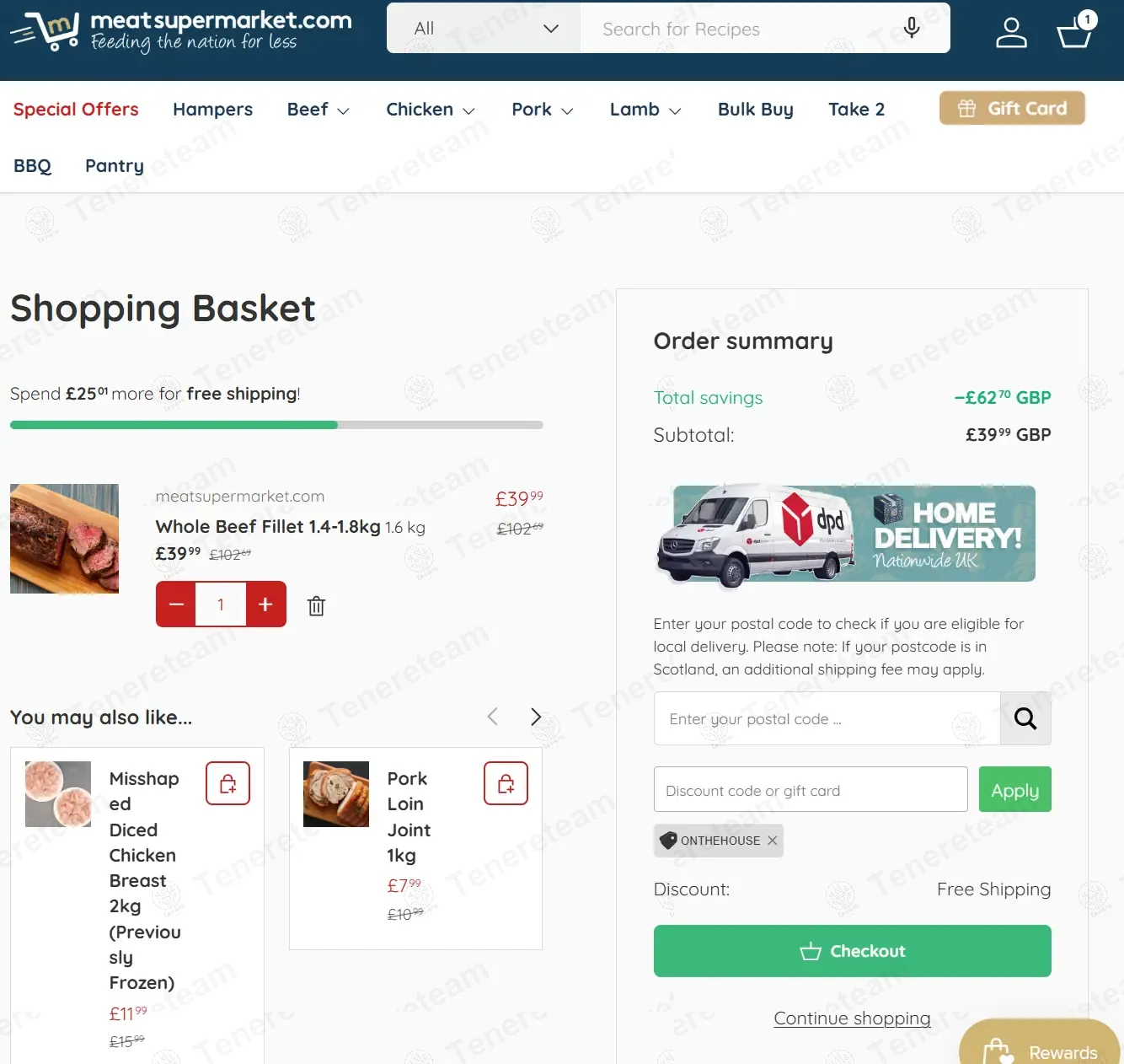 Meat Supermarket coupon code: 5% off with ONTHEHOUSE. Tested and valid as 8 months ago.