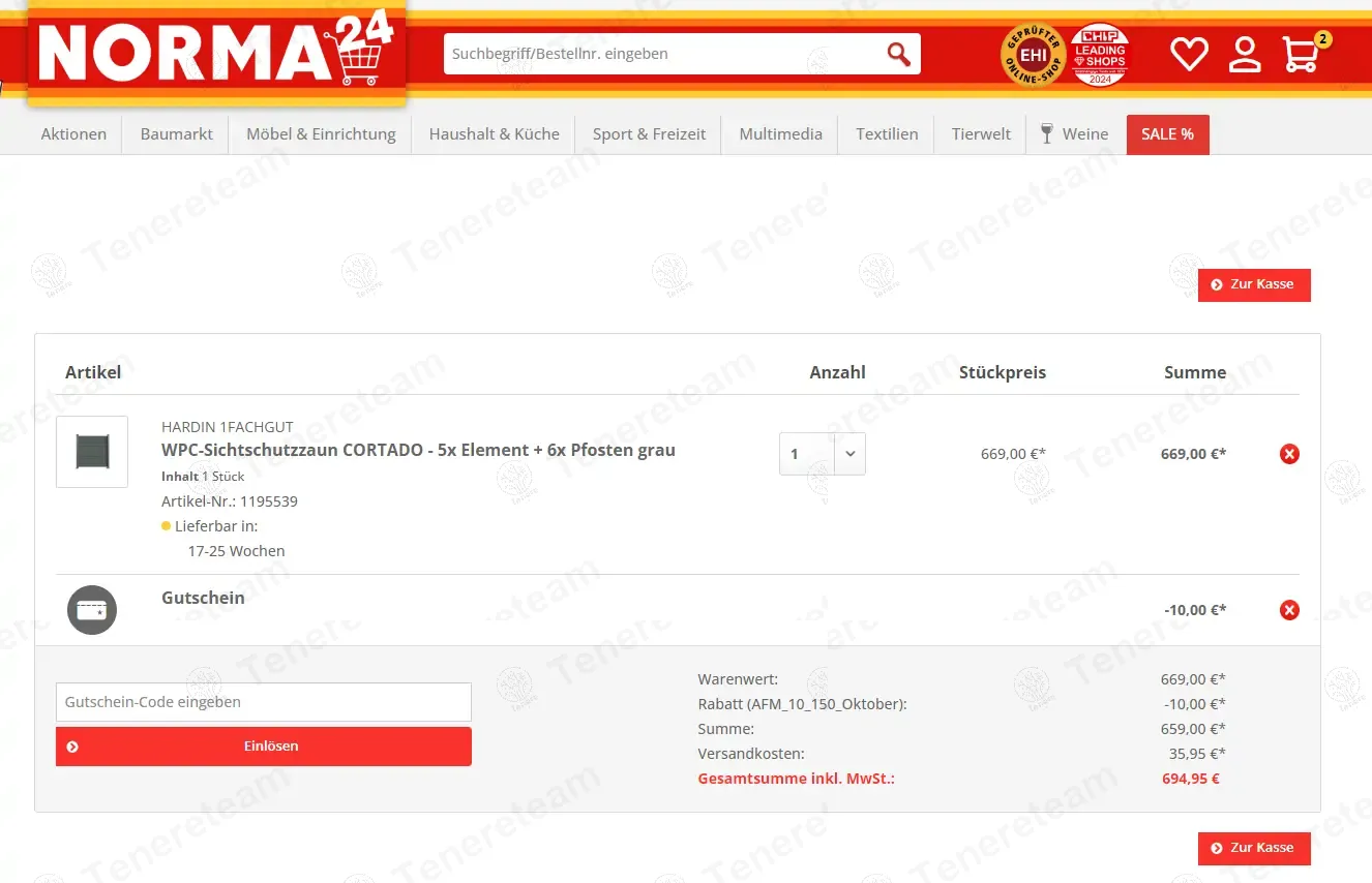 Norma24 DE coupon code: €10 off with AFM_10_150_Oktober. Tested and valid as 1 year ago.