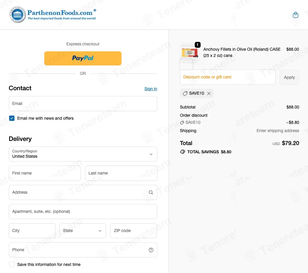 Parthenon Foods apply coupon code