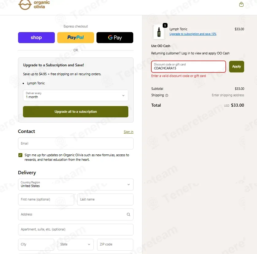 Organic Olivia coupon code: 15% off with COACHCARA15. Tested and valid as 1 week ago.