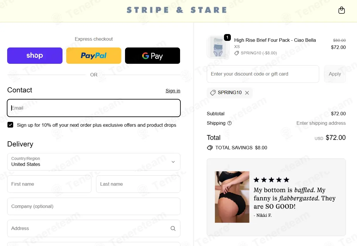 Stripe And Stare coupon code: 10% off with SPRING10. Tested and valid as 2 weeks ago.