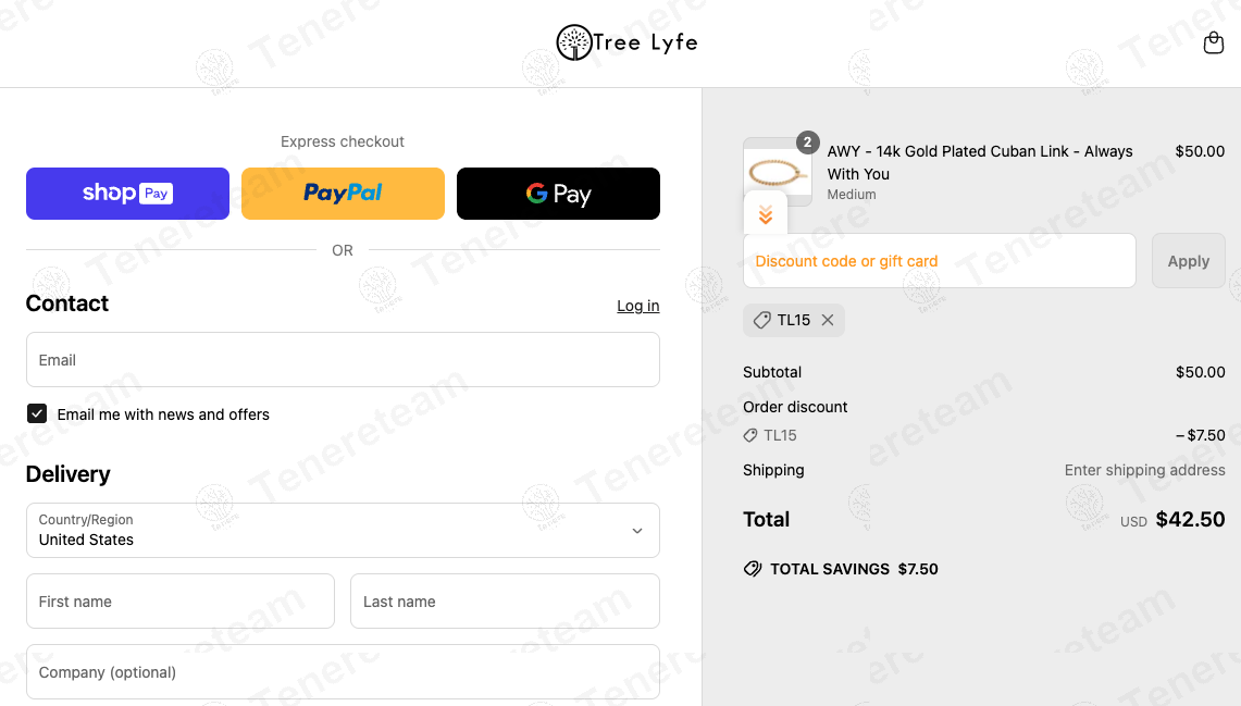 Tree Lyfe coupon code: 15% off with TL15. Tested and valid as 1 year ago.