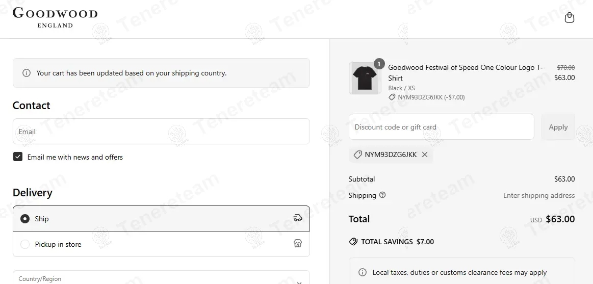 Goodwood Shop coupon code: 10% off with NYM93DZG6JKK. Tested and valid as 11 months ago.