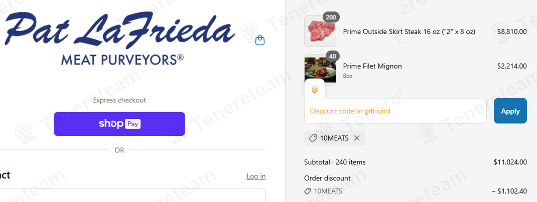 Pat LaFrieda Meat Purveyors coupon code: 10% off with 10MEATS. Tested and valid as 1 year ago.