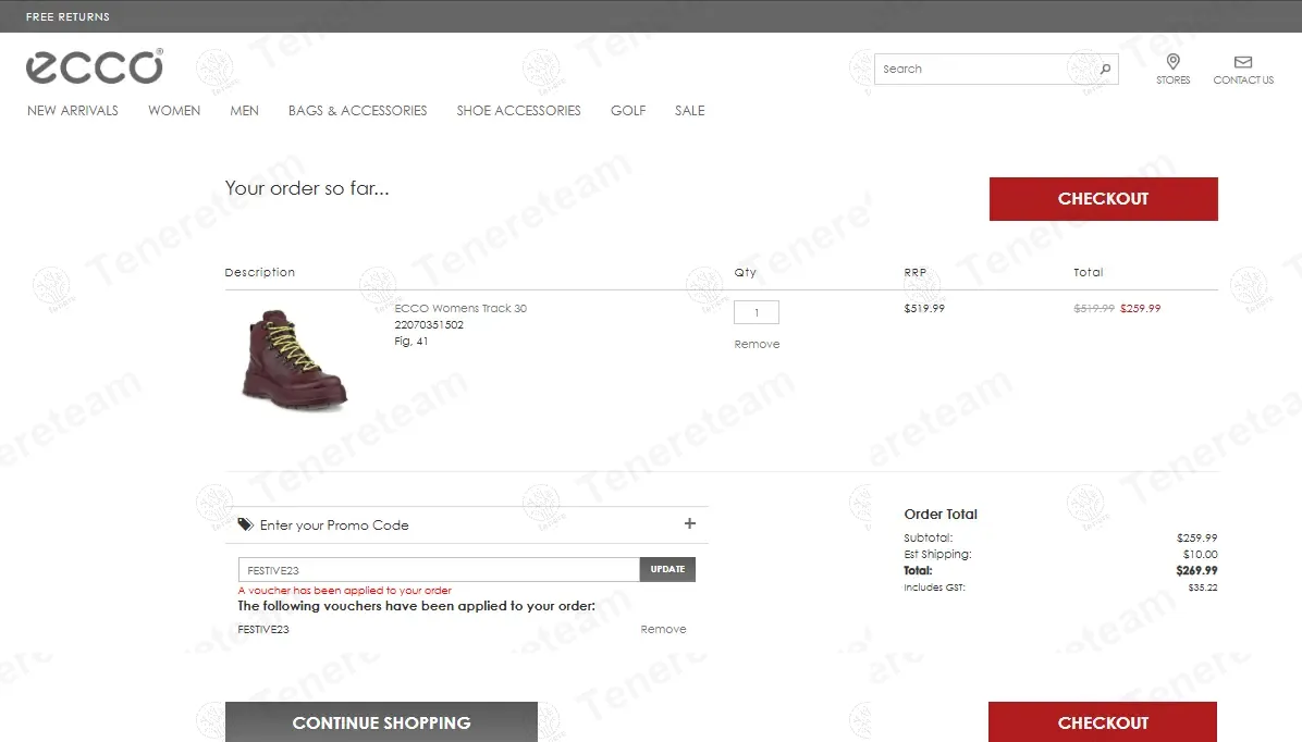 ECCO Shoes NZ coupon code: 50% off with FESTIVE23. Tested and valid as 11 months ago.