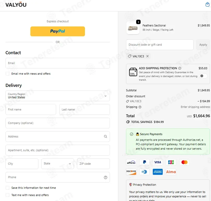 Valyou Furniture coupon code: 10% off with VAL10C3. Tested and valid as 2 weeks ago.