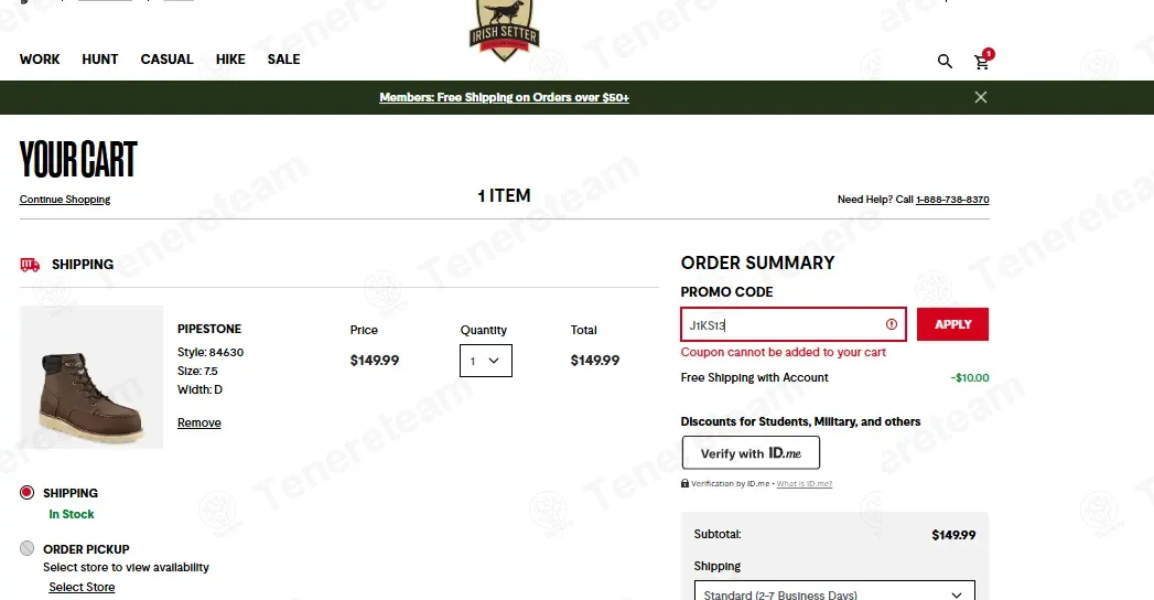 Irish Setter coupon code: Sale off with J1KS13. Tested and valid as 1 week ago.