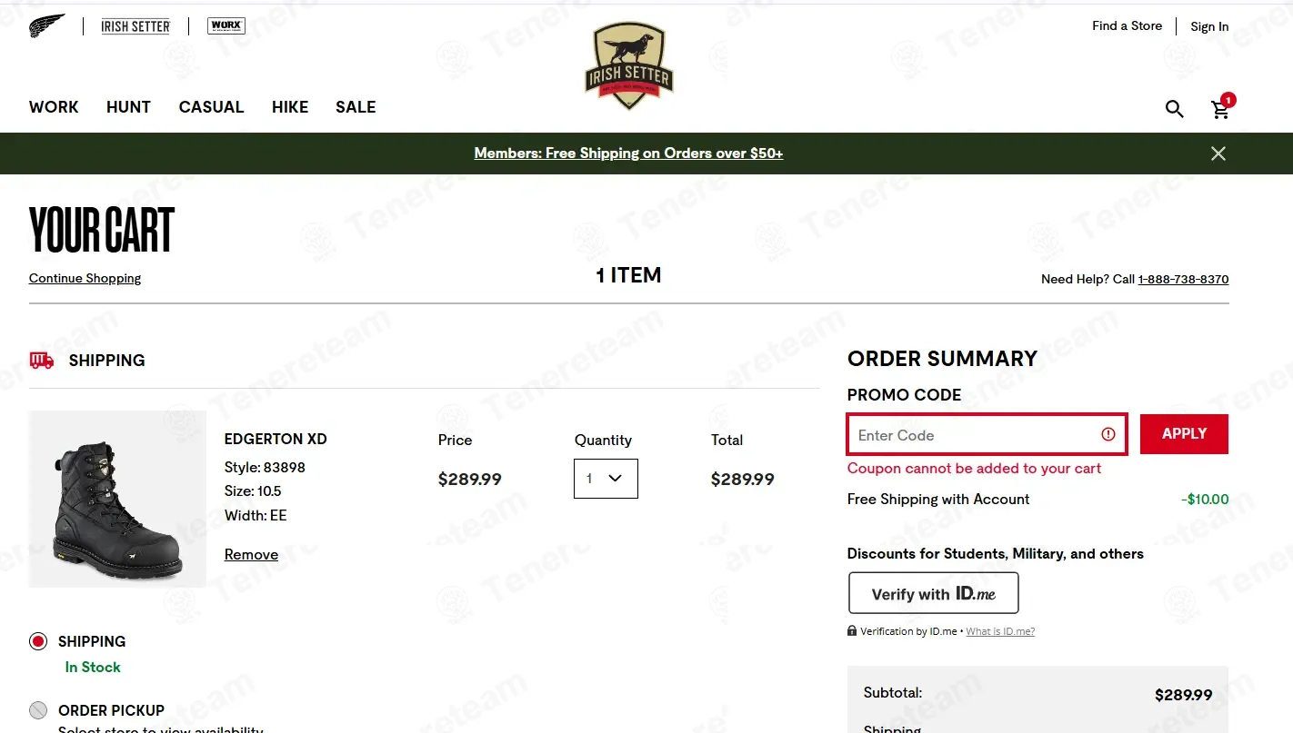 Irish Setter coupon code: Sale off with J1KS13. Tested and valid as 1 week ago.