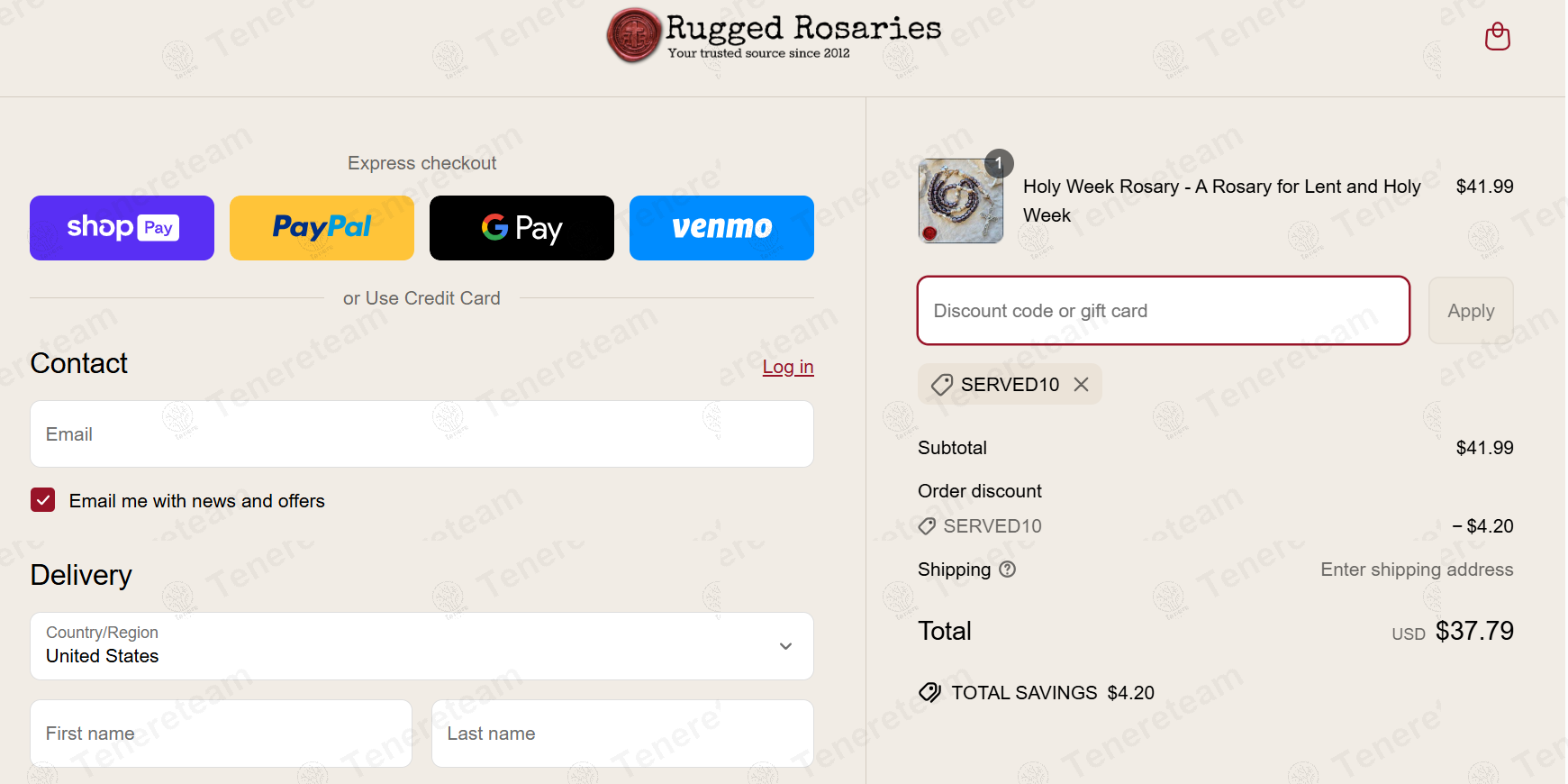 Rugged Rosaries coupon code: 10% off with SERVED10. Tested and valid as 1 year ago.