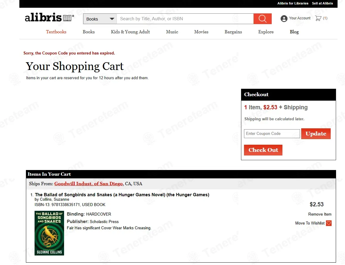 Alibris coupon code: $4 off with RAIN. Tested and valid as 3 weeks ago.