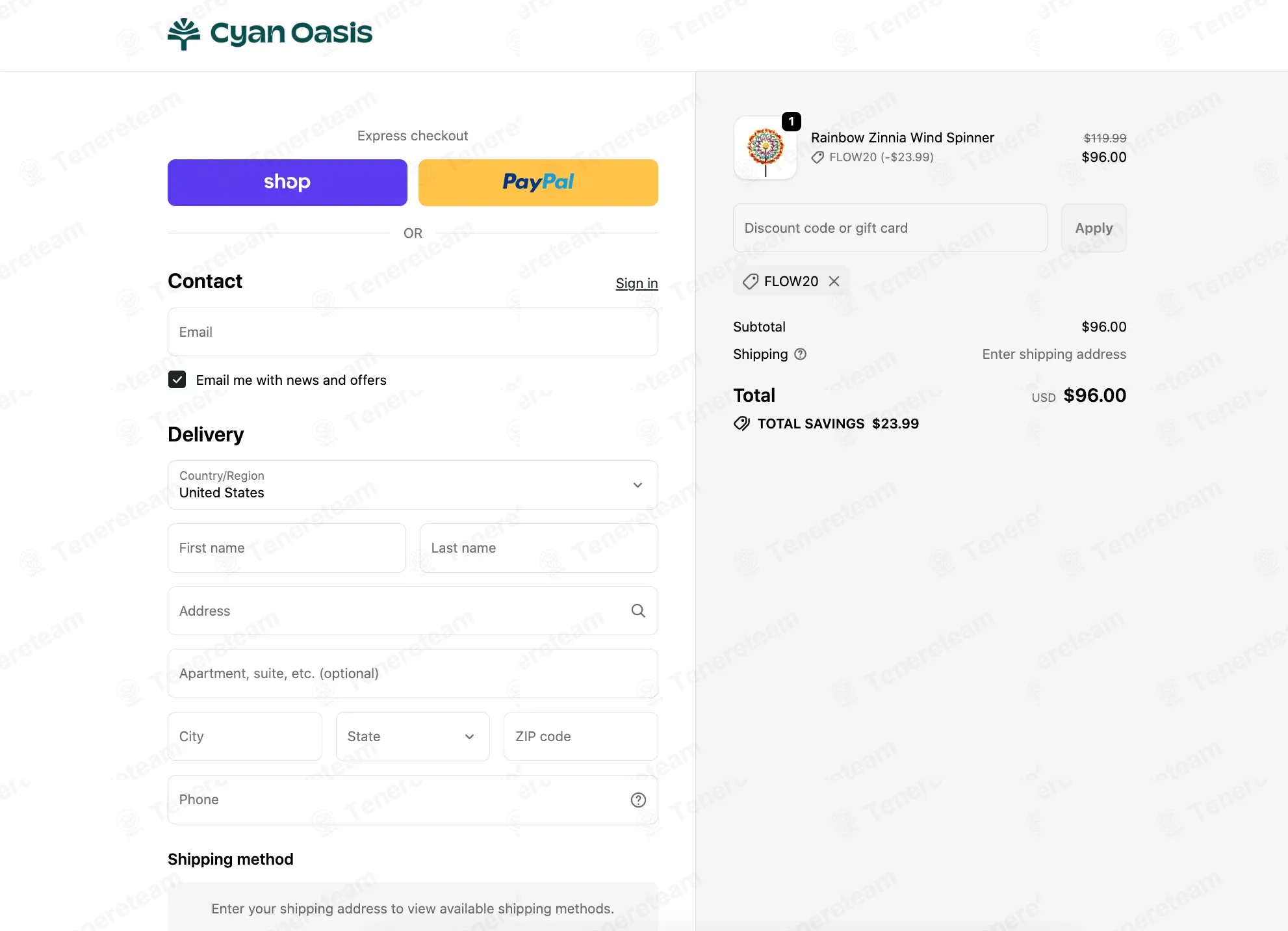 Cyan Oasis coupon code: 20% off with FLOW20. Tested and valid as 3 weeks ago.