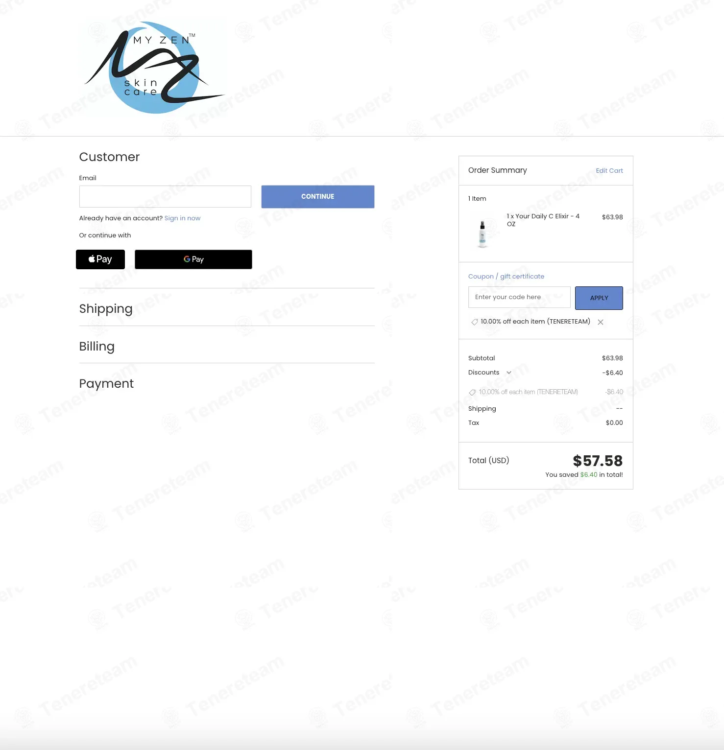 My Zen Skincare coupon code: 10% off with TENERETEAM. Tested and valid as 2 weeks ago.