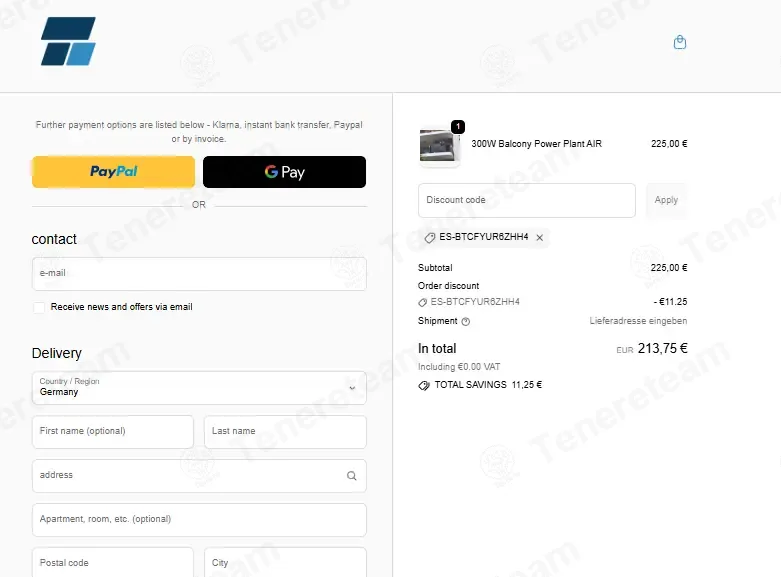 BalkonSolar Deutschland coupon code: 5% off with ES-BTCFYUR6ZHH4. Tested and valid as 5 months ago.