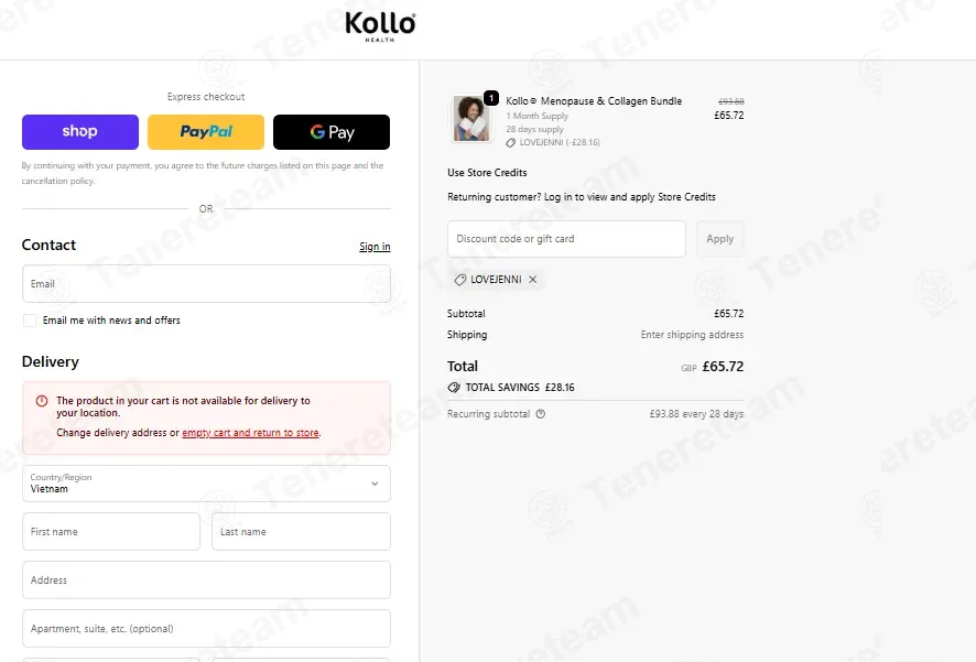 Kollo Health coupon code: 30% off with LOVEJENNI. Tested and valid as 1 week ago.